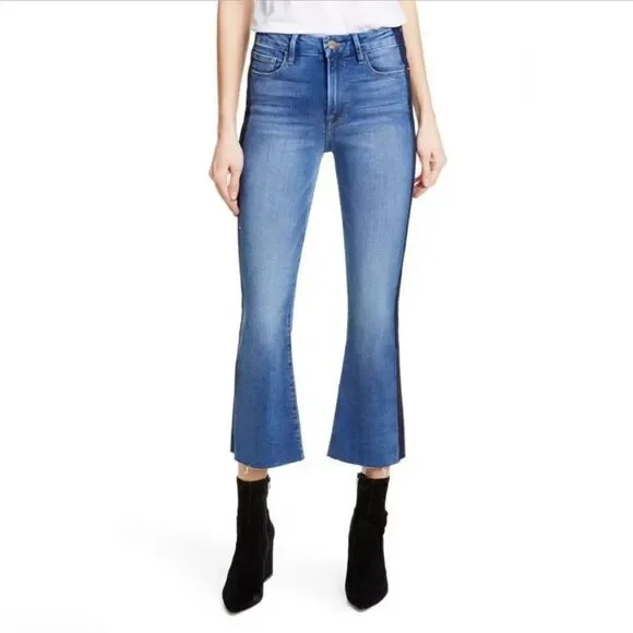 FRAME Le Crop Mini Boot Jean Raw Hem Austin Wash - Picture 6 of 11